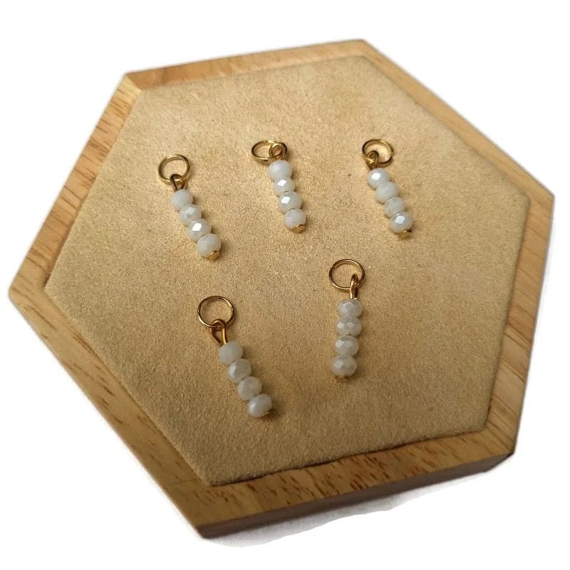 Kralen charm wit voor bedelketting - Zilverkleur / 4 kraaltjes - Unisex