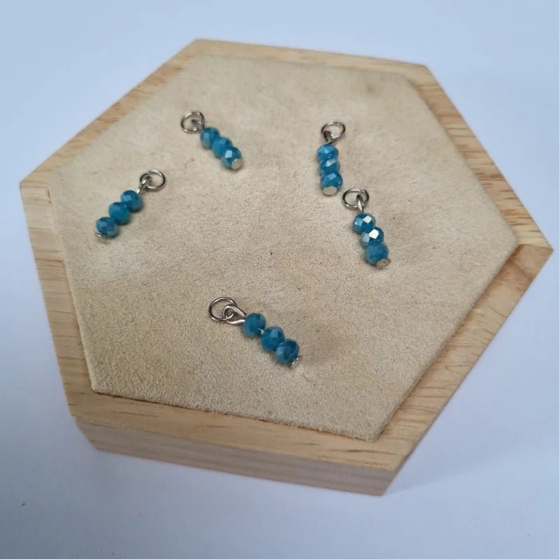 Denim Blauw Kralen charm voor bedelketting - Goudkleur / 4 kraaltjes - Heren