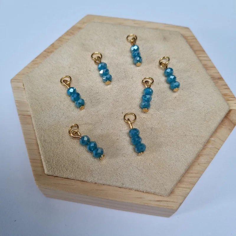 Denim Blauw Kralen charm voor bedelketting - Zilverkleur / 4 kraaltjes - Heren