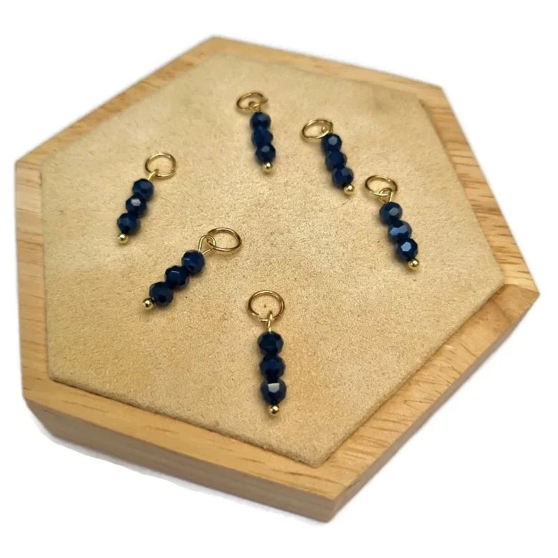 Donker Blauwe Kralen bedel voor ketting - Zilverkleur - Heren
