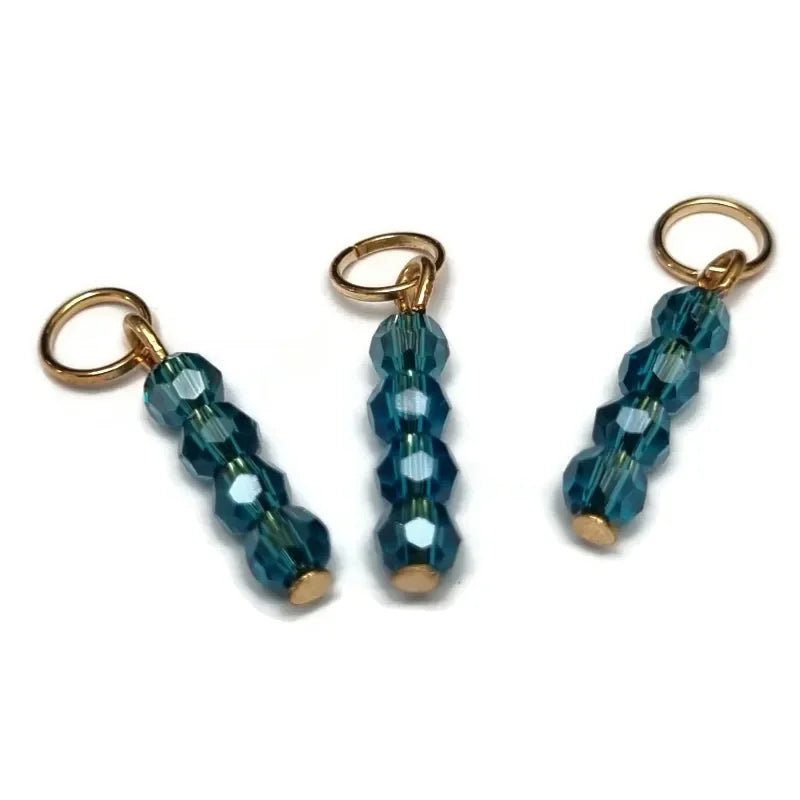 Danube Blauwe Kralen charm voor ketting - Zilverkleur / 3 kraaltjes - Heren