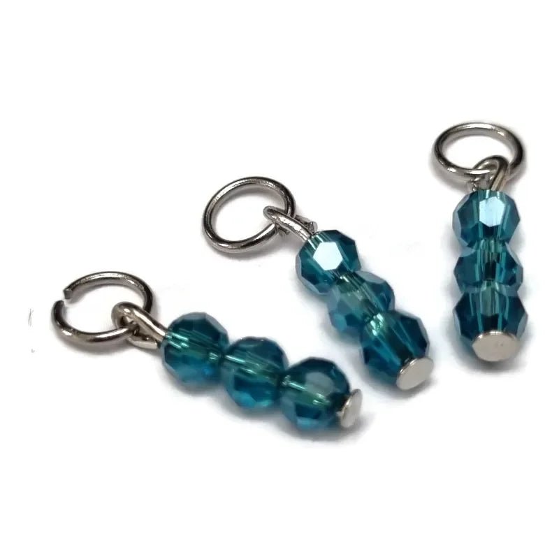 Danube Blauwe Kralen charm voor ketting - Zilverkleur / 4 kraaltjes - Heren