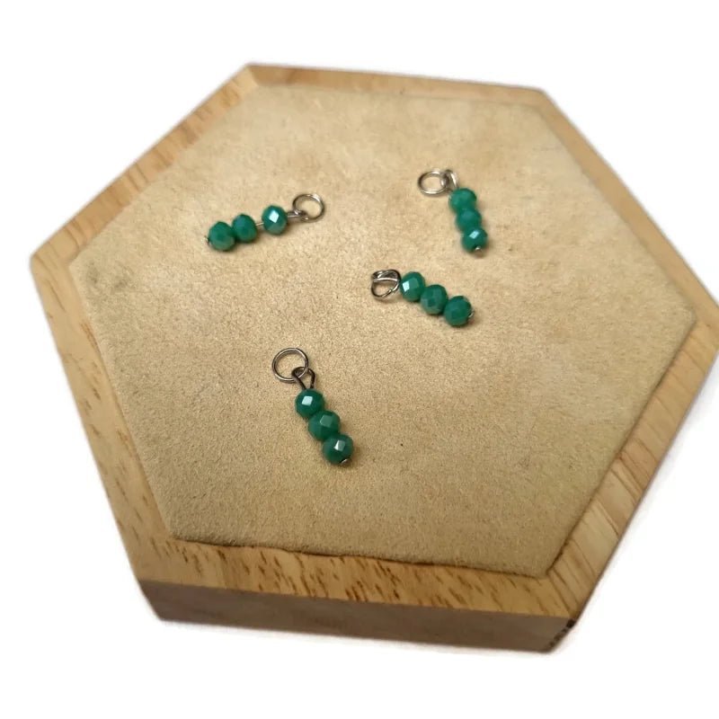 Kralen Bedeltje Malachiet Groen - Goudkleur / 4 kraaltjes - Unisex