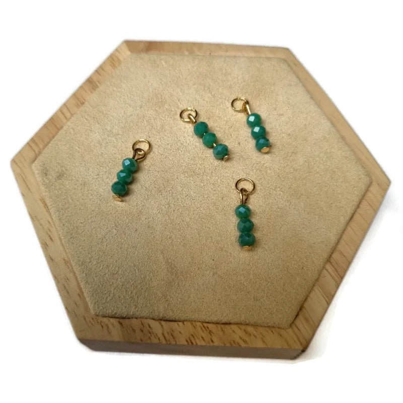 Kralen Bedeltje Malachiet Groen - Zilverkleur / 3 kraaltjes - Unisex