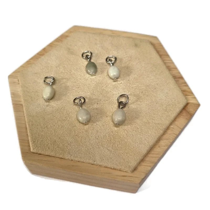 Natuursteen Bedeltje Marmer Nude Beige - Zilverkleur - Dames