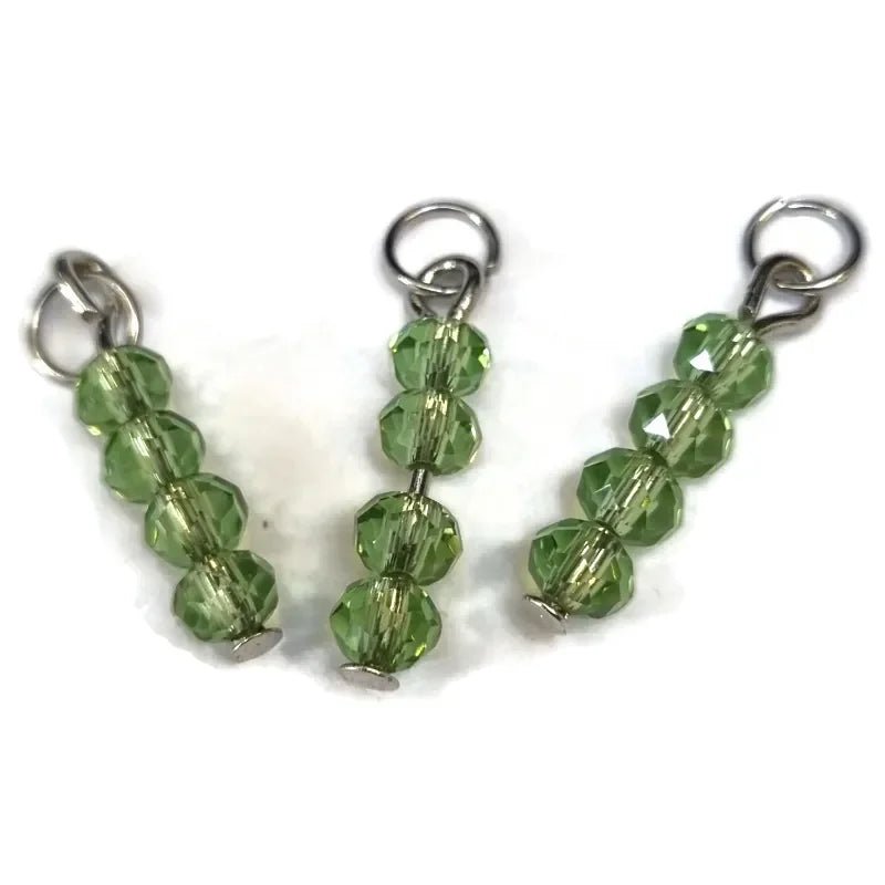 Licht Groen Kralen Bedeltje met Paarlemoerglans - Goudkleur / 4 kralen - Unisex