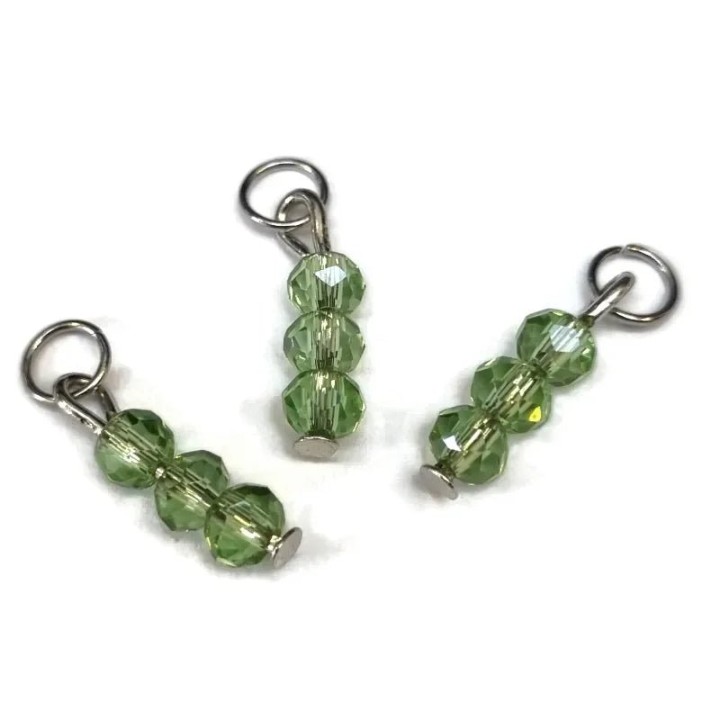 Licht Groen Kralen Bedeltje met Paarlemoerglans - Zilverkleur / 4 kralen - Unisex