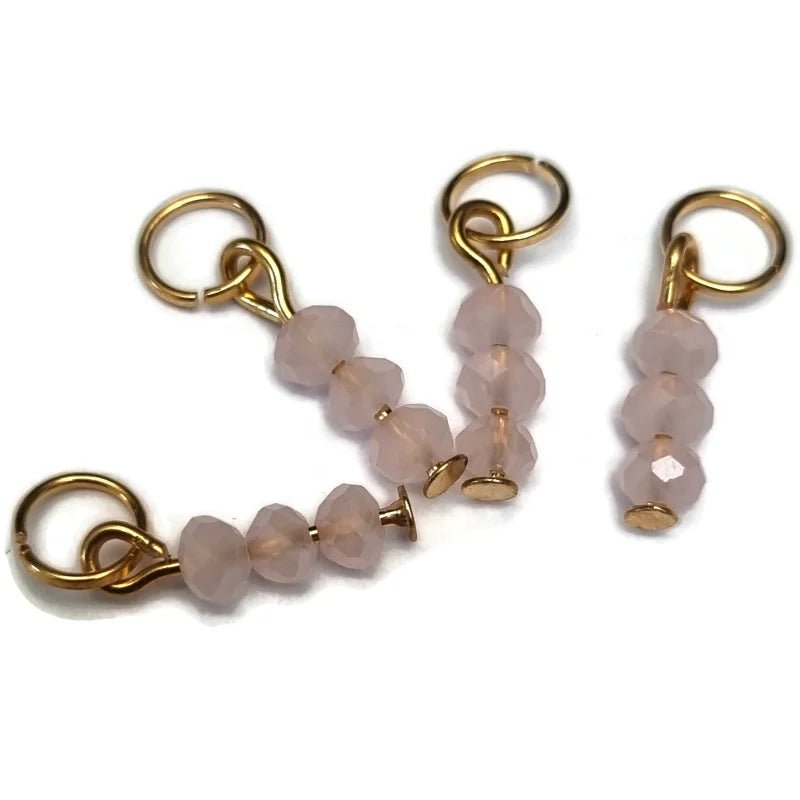 Roze Paarlemoer Kralen Bedeltje - Zilverkleur / 3 kraaltjes - Unisex