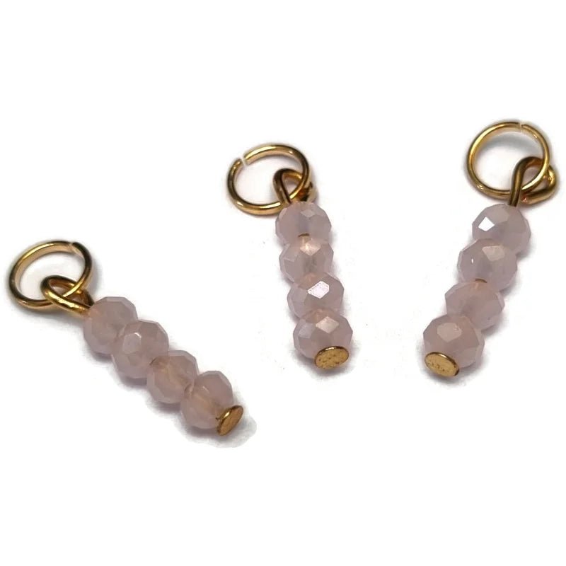 Roze Paarlemoer Kralen Bedeltje - Goudkleur / 4 kraaltjes - Unisex