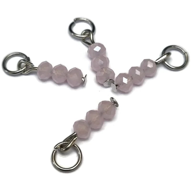 Roze Paarlemoer Kralen Bedeltje - Zilverkleur / 4 kraaltjes - Unisex