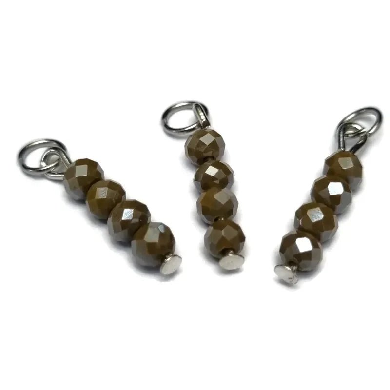 Kaki Groen Kralen Bedeltje voor bedelketting - Goudkleur / 4 kraaltjes - Heren