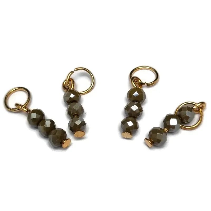Kaki Groen Kralen Bedeltje voor bedelketting - Goudkleur / 4 kraaltjes - Heren