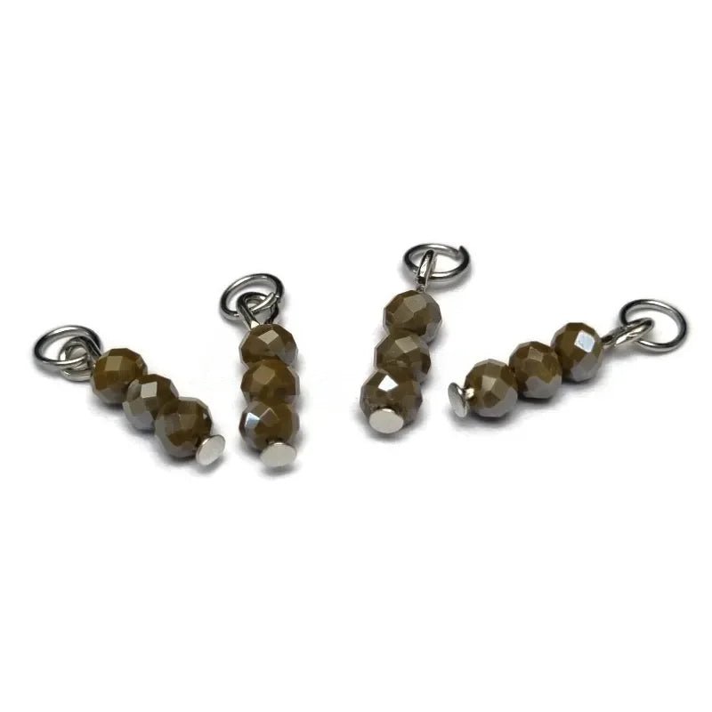 Kaki Groen Kralen Bedeltje voor bedelketting - Zilverkleur / 4 kraaltjes - Heren
