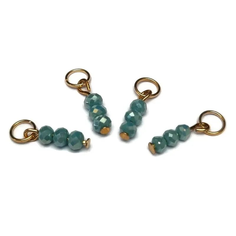 Kralen Bedeltje Teal Groen Diamantglans - Goudkleur / 4 kraaltjes - Unisex