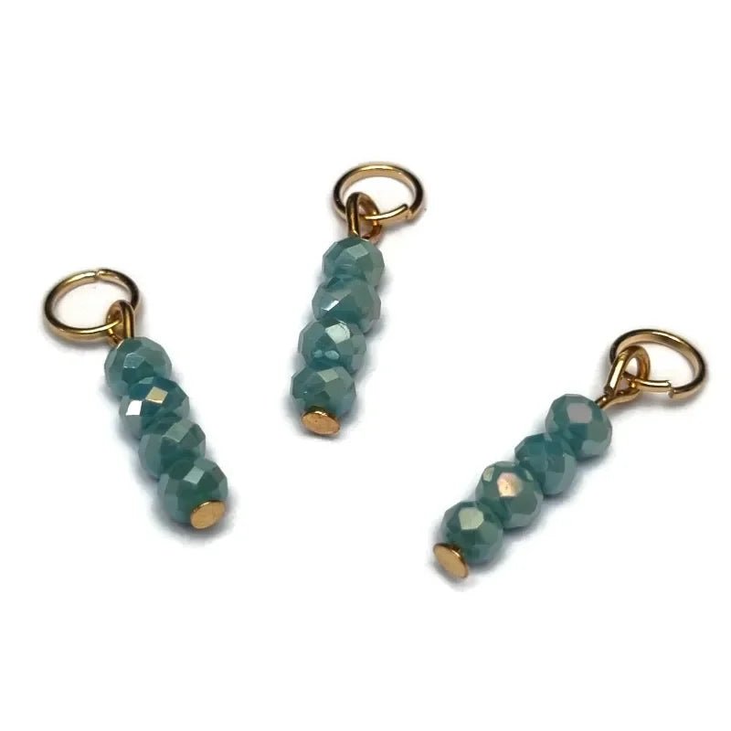 Kralen Bedeltje Teal Groen Diamantglans - Zilverkleur / 3 kraaltjes - Unisex