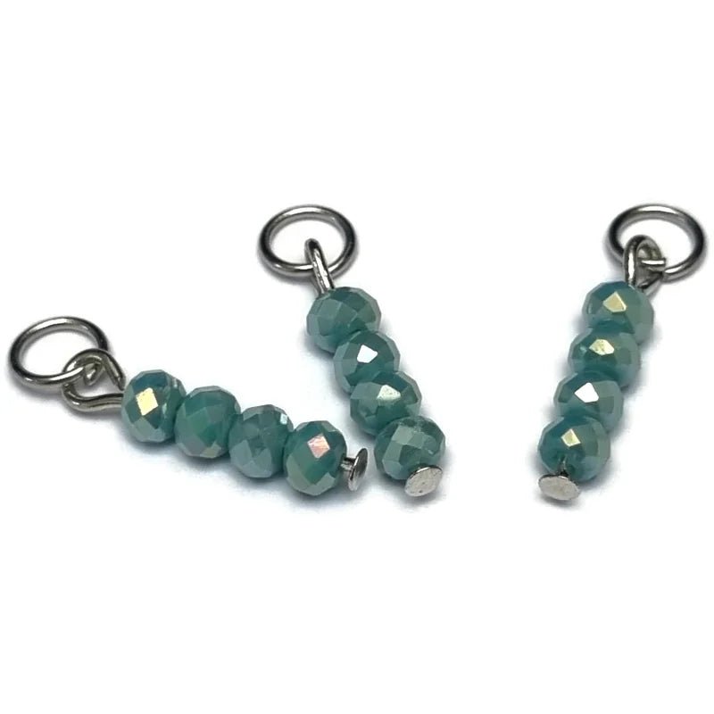Kralen Bedeltje Teal Groen Diamantglans - Zilverkleur / 4 kraaltjes - Unisex