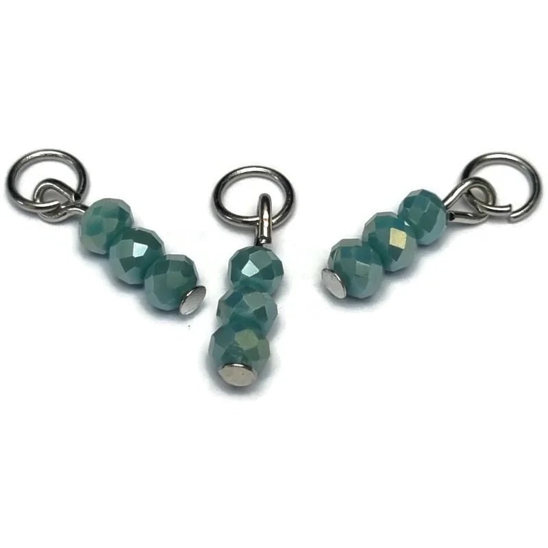 Kralen Bedeltje Teal Groen Diamantglans - Zilverkleur / 4 kraaltjes - Unisex