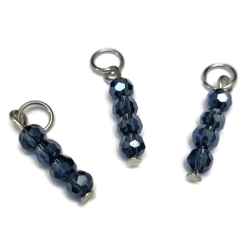 Montana Blauw Parelmoerglans Bedeltje - Zilverkleur / 4 kraaltjes - Unisex