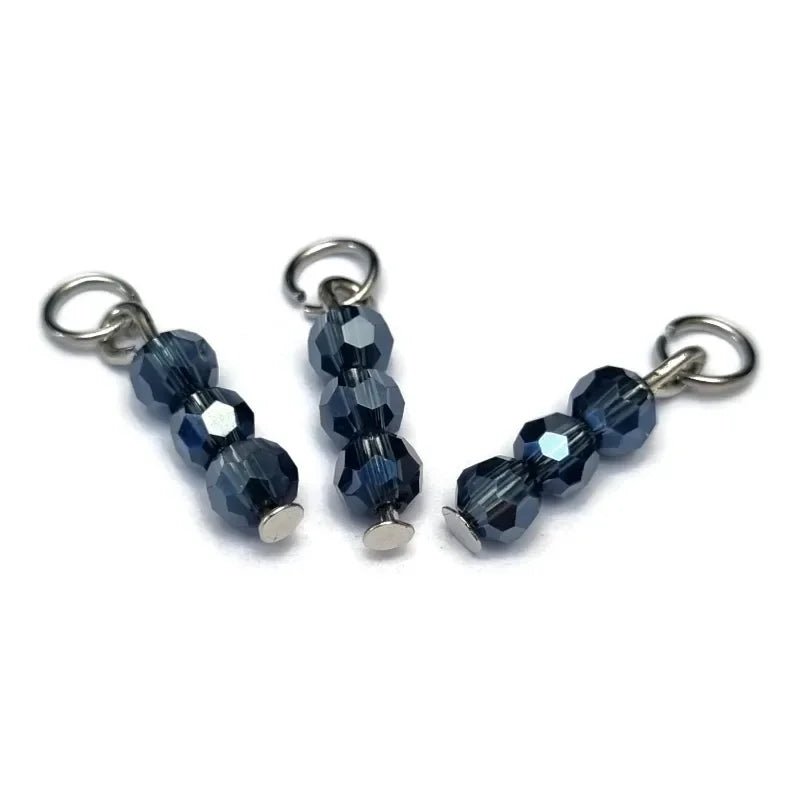 Montana Blauw Parelmoerglans Bedeltje - Zilverkleur / 4 kraaltjes - Unisex