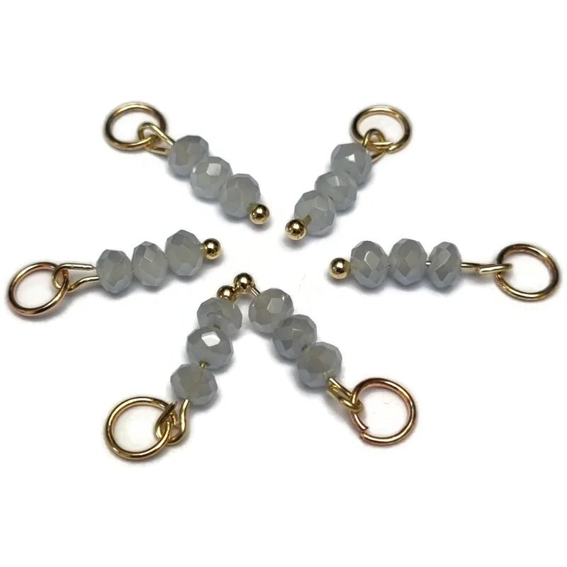 Licht Grijs Kralen charm met Diamantglans - Zilverkleur - Unisex