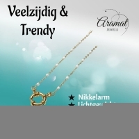 Stalen Damesketting met Wit Emaille bolletjes - 40 cm - Dames