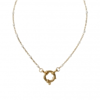 Stalen Damesketting met Wit Emaille bolletjes - 40 cm - Dames
