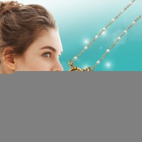 Stalen Damesketting met Wit Emaille bolletjes - 40 cm - Dames