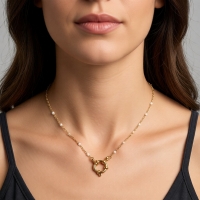 Stalen Damesketting met Wit Emaille bolletjes - 45 cm - Dames