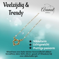 Stalen Damesketting met Wit Emaille bolletjes - 50 cm - Dames