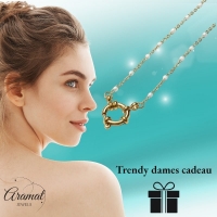 Stalen Damesketting met Wit Emaille bolletjes - 50 cm - Dames