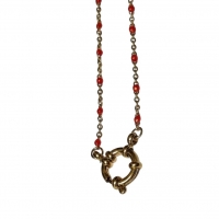 Rode Emaille Bolletjes Dames bedelketting - 50 cm - Dames