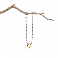 Paars Emaille Damesketting met Bedel - 45 cm - Dames