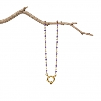 Paars Emaille Damesketting met Bedel - 50 cm - Dames