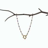Paars Emaille Damesketting met Bedel - 50 cm - Dames