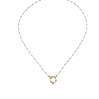 Groene Emaille Bedel Damesketting met bolletjes - 45 cm - Dames
