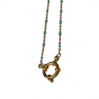 Groene Emaille Bedel Damesketting met bolletjes - 45 cm - Dames