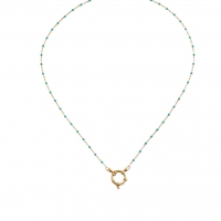 Groene Emaille Bedel Damesketting met bolletjes - 50 cm - Dames