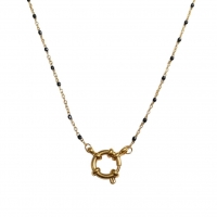 Stijlvolle Zwarte Emaille Bolletjes Ketting - 45 cm - Dames