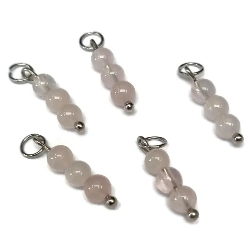 Lichtroze Kwarts charms natuursteen - Zilverkleur - Unisex