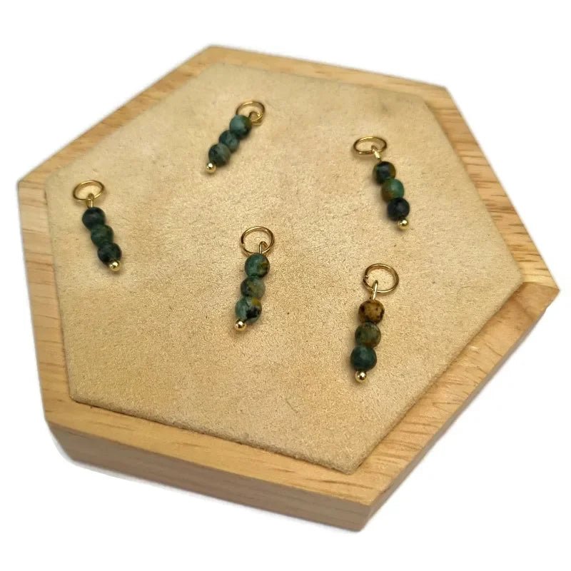Mat Reef Green Natuurstenen bedeltjes - Zilverkleur - Unisex