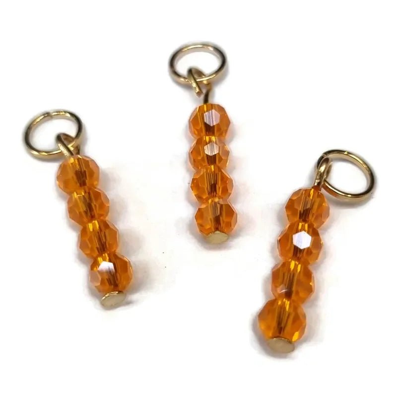 Oranje Paarlemoer charms - Goudkleur / 4 kraaltjes - Heren