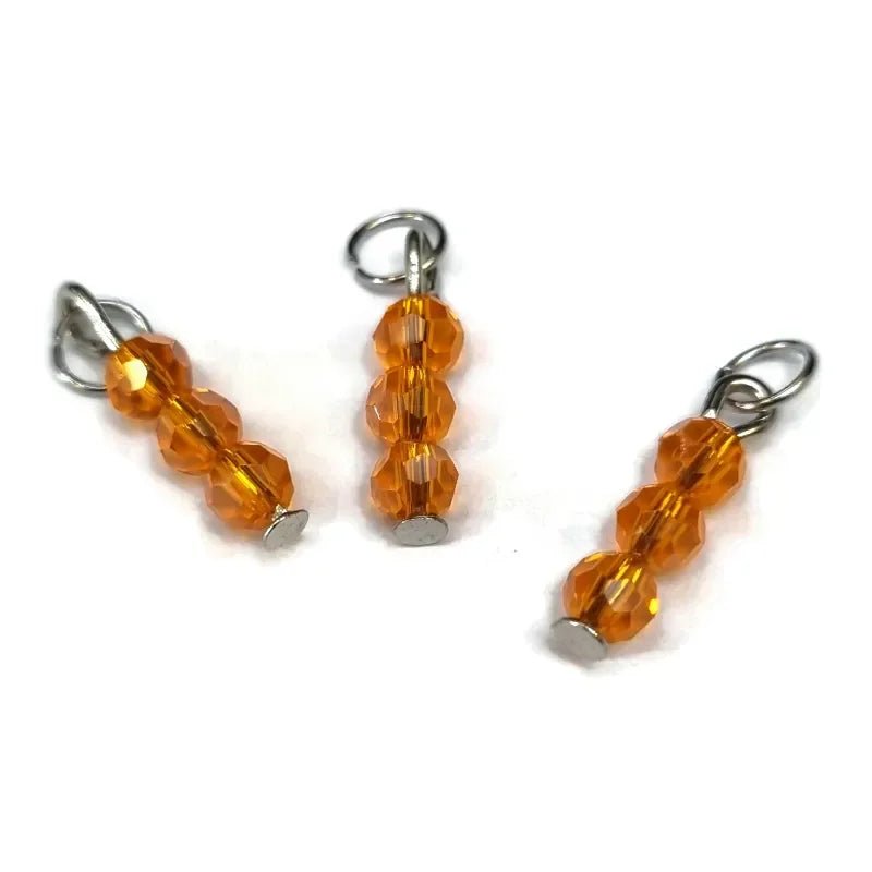 Oranje Paarlemoer charms - Zilverkleur / 3 kraaltjes - Heren