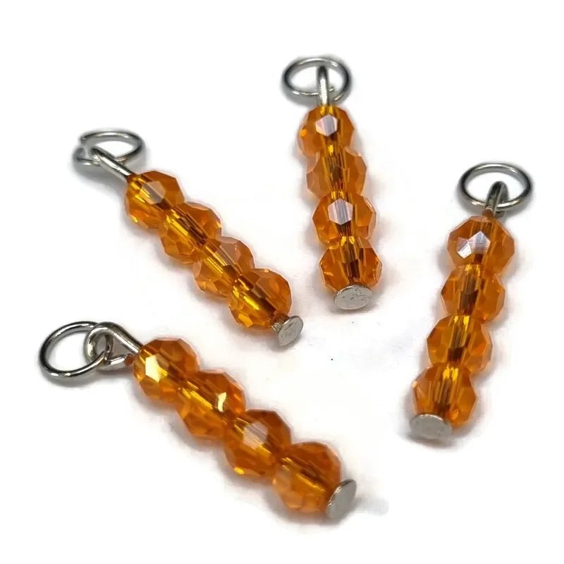 Oranje Paarlemoer charms - Zilverkleur / 3 kraaltjes - Heren