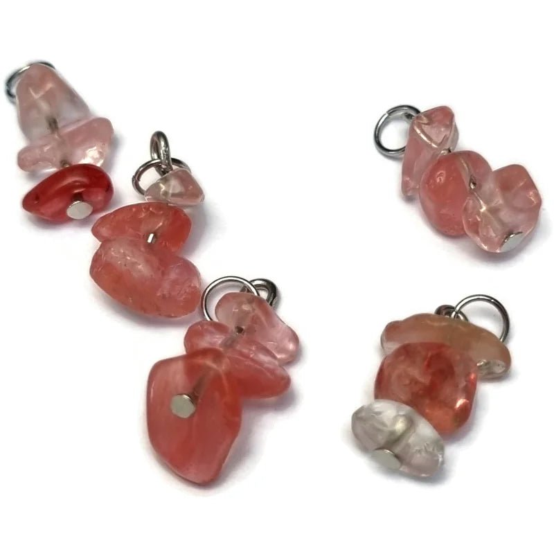 Roze Natuursteen Chips bedeltje - Zilverkleur - Unisex