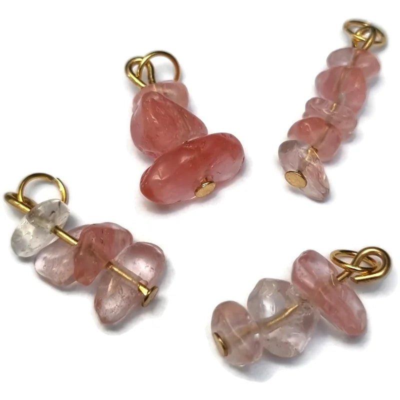 Roze Natuursteen Chips bedeltje - Zilverkleur - Unisex