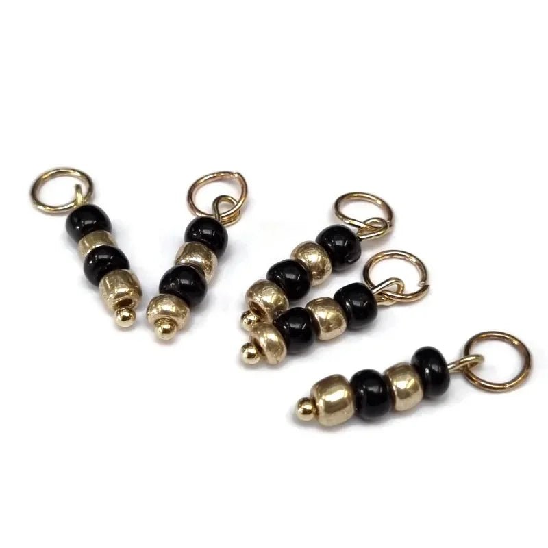 Luxe Zwarte/gouden Kralen Bedeltje DIY - Zilverkleur - Unisex