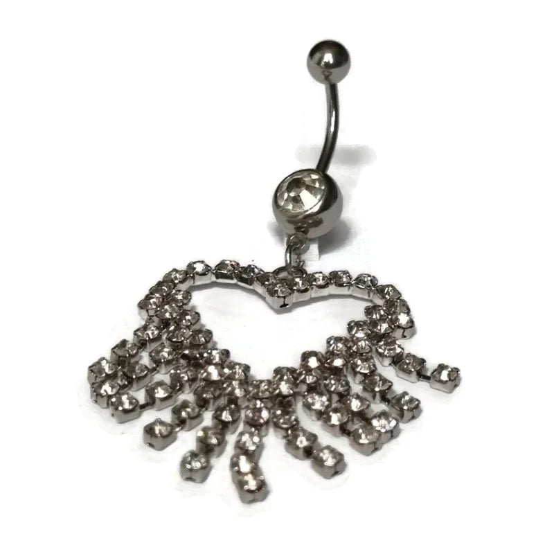 Stalen Navelpiercing met Groot Hart - Transparant - Heren