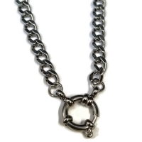 Rvs Bedelketting Gourmetschakel dames - 45cm - Unisex