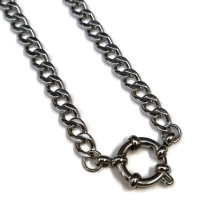 Rvs Bedelketting Gourmetschakel dames - 50cm - Unisex