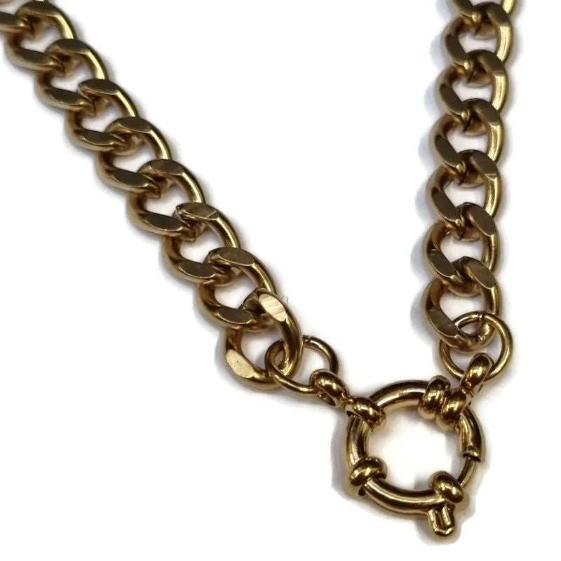 Stalen Bedelketting Gourmetschakel 7mm - Unieke Goudkleur - 45cm - Heren